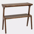 Lantine 2-Tier End Table, Slim Sofa Side Table with Storage Shelf, Rustic Brown