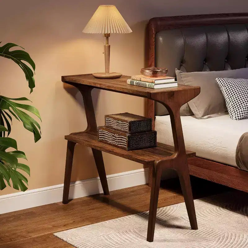 Table d'appoint rustique marron à 2 niveaux – Pour 1 ou 2 personnes