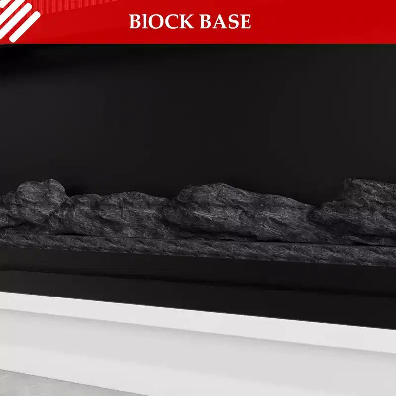 Meuble TV noir/blanc avec cheminée en option, convient aux téléviseurs jusqu'à 100", 2 styles