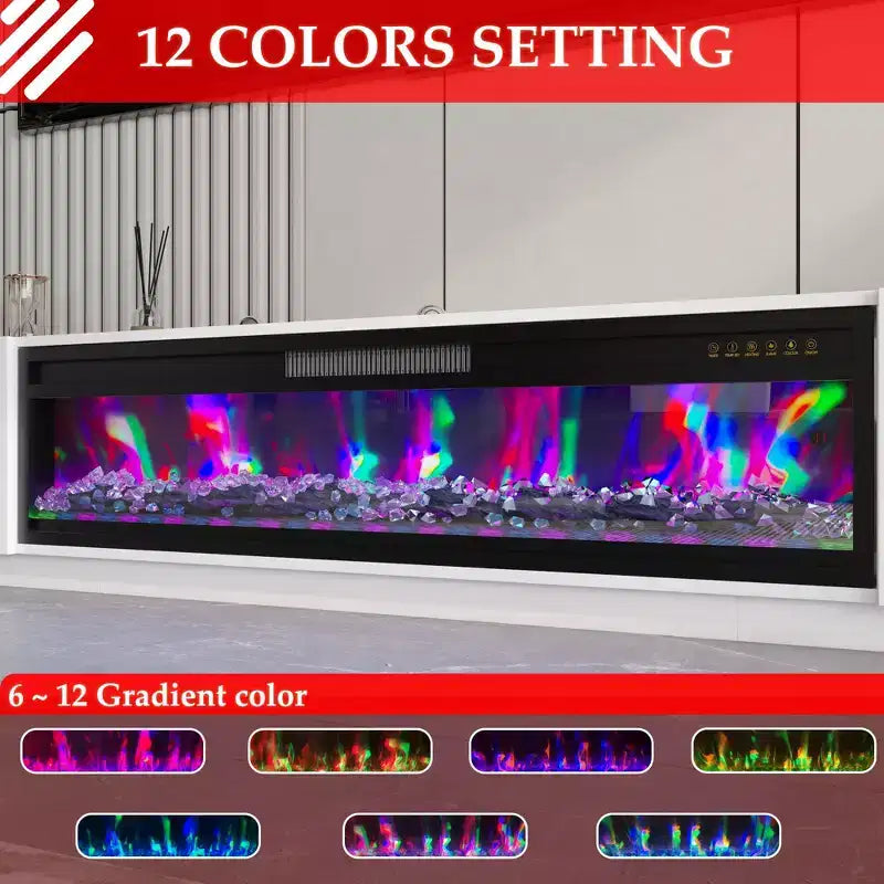 Meuble TV noir/blanc avec cheminée en option, convient aux téléviseurs jusqu'à 100", 2 styles