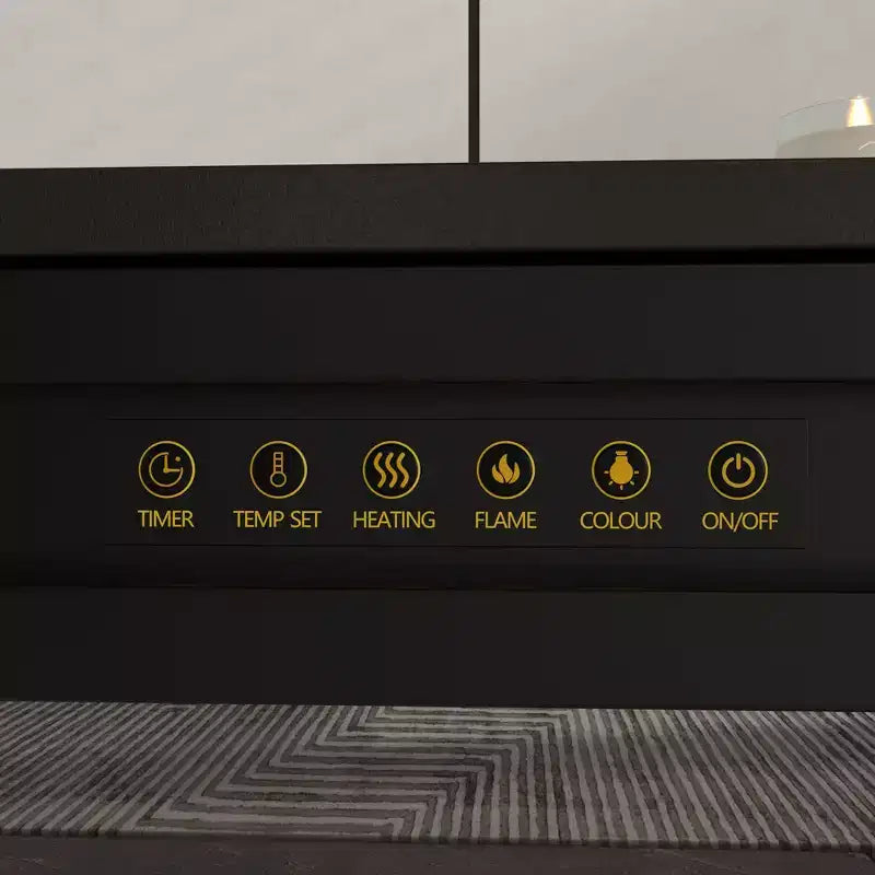 Meuble TV noir/blanc avec cheminée en option, convient aux téléviseurs jusqu'à 100", 2 styles