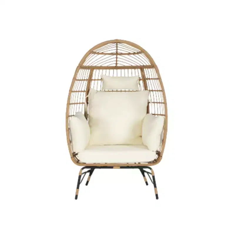 Fauteuil suspendu en rotin beige/bleu/gris, intérieur/extérieur, 1 place, capacité de 272 kg