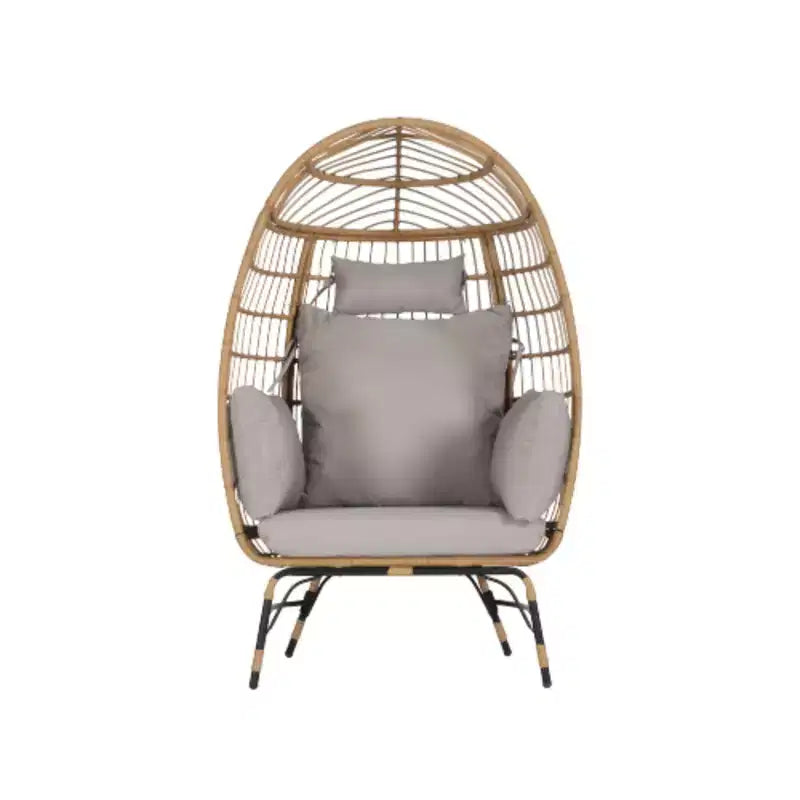 Fauteuil suspendu en rotin beige/bleu/gris, intérieur/extérieur, 1 place, capacité de 272 kg