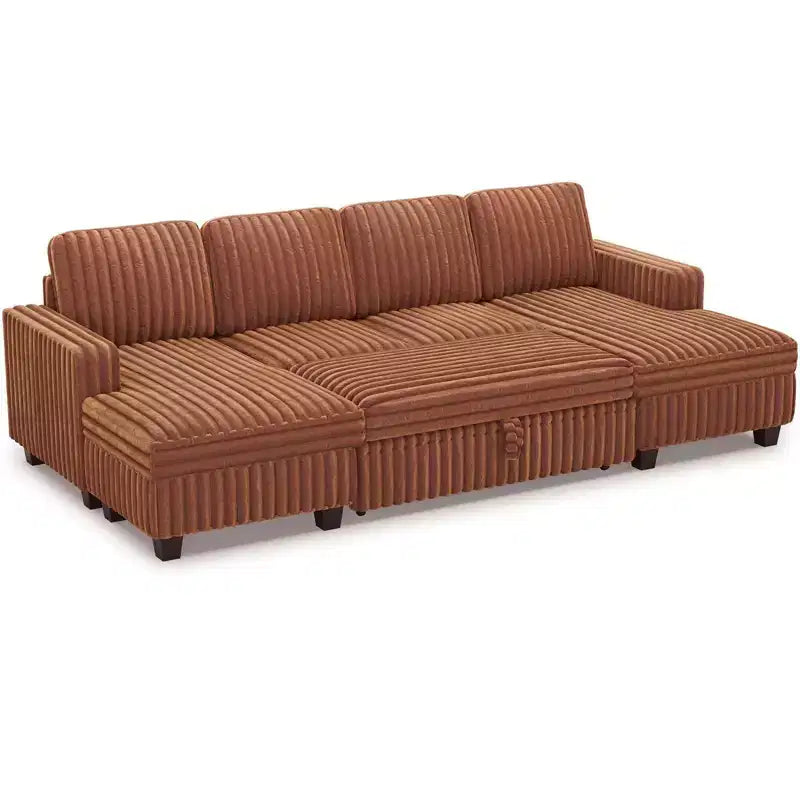 Canapé modulable convertible 2 places en velours côtelé noir/rouge/blanc avec chaise de rangement