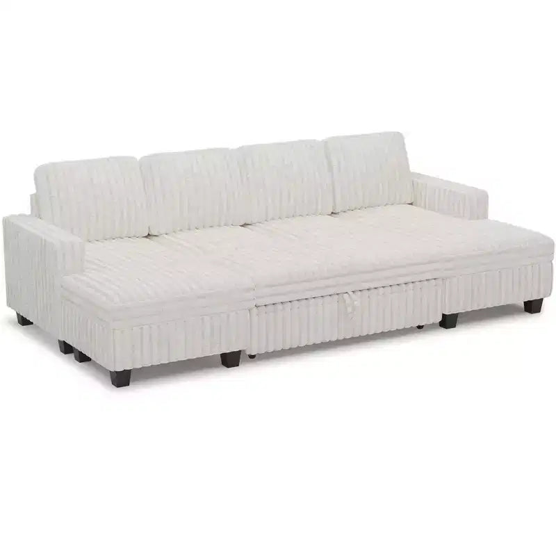 Canapé modulable convertible 2 places en velours côtelé noir/rouge/blanc avec chaise de rangement