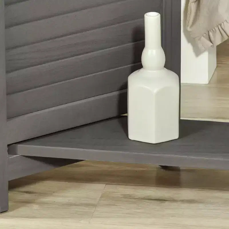 Paravent pliant gris à 4 panneaux, cadre en bois, pour 1 personne
