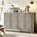 Modern Fluted Wood Sideboard Cabinet with 4 Doors and Adjustable Shelf, Spacious Tabletop, Versatile Buffet and Coffee Bar Console for Dining Room