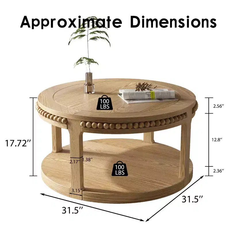Table basse ronde à 2 niveaux Noir / Naturel / Noyer, 1 place