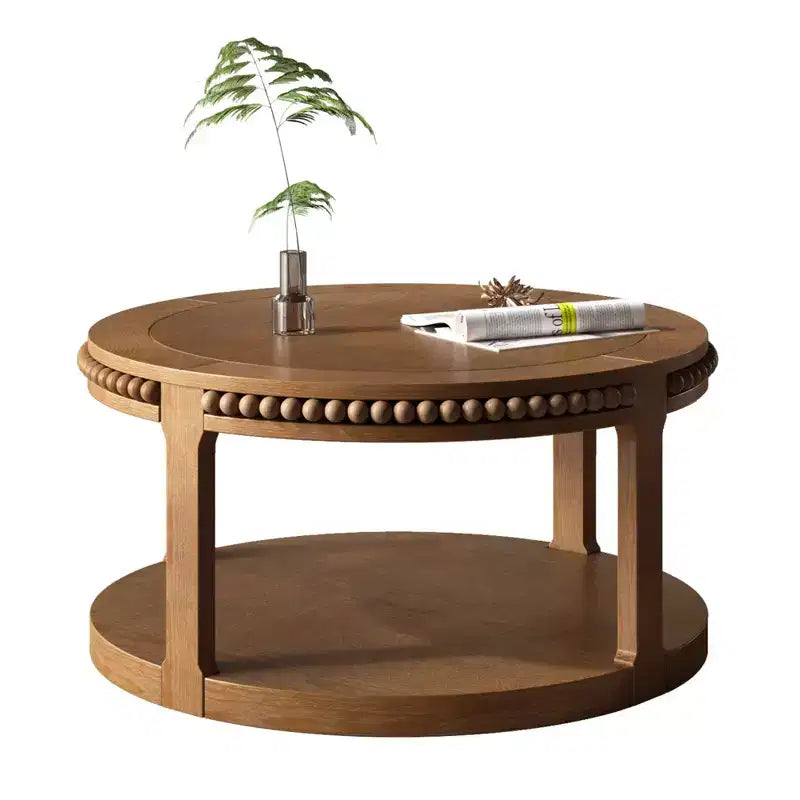 Table basse ronde à 2 niveaux Noir / Naturel / Noyer, 1 place