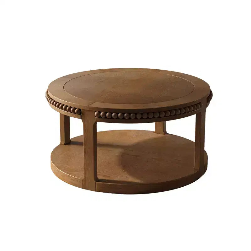 Table basse ronde à 2 niveaux Noir / Naturel / Noyer, 1 place
