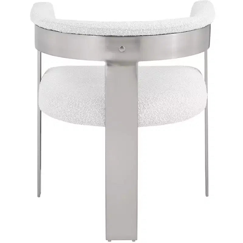Chaise de salle à manger en tissu bouclé noir/crème, chrome brossé, lot de 2