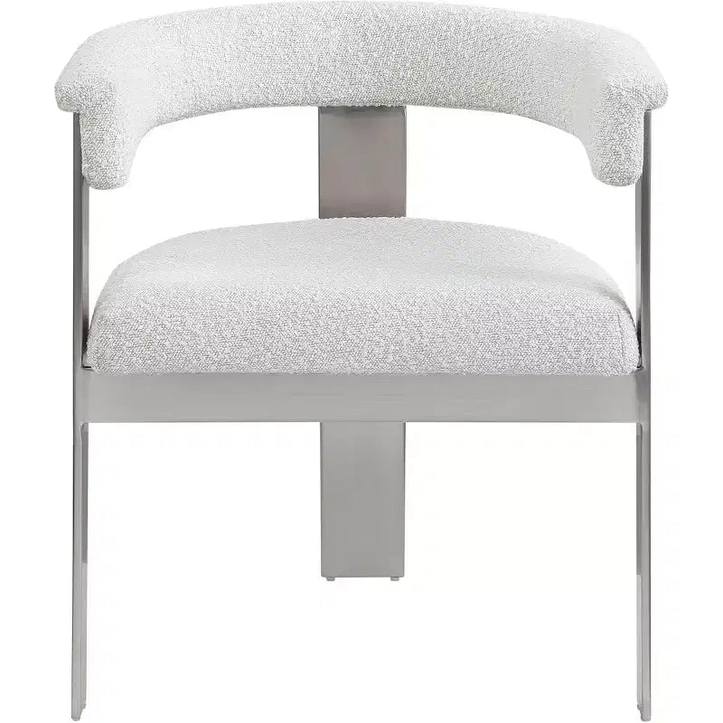 Chaise de salle à manger en tissu bouclé noir/crème, chrome brossé, lot de 2