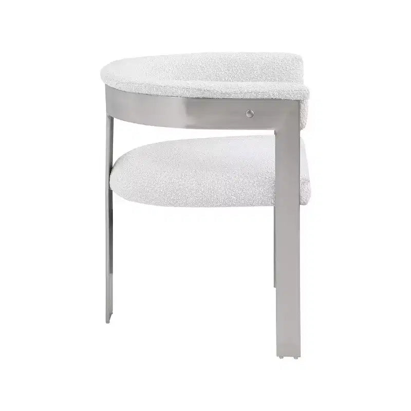 Chaise de salle à manger en tissu bouclé noir/crème, chrome brossé, lot de 2