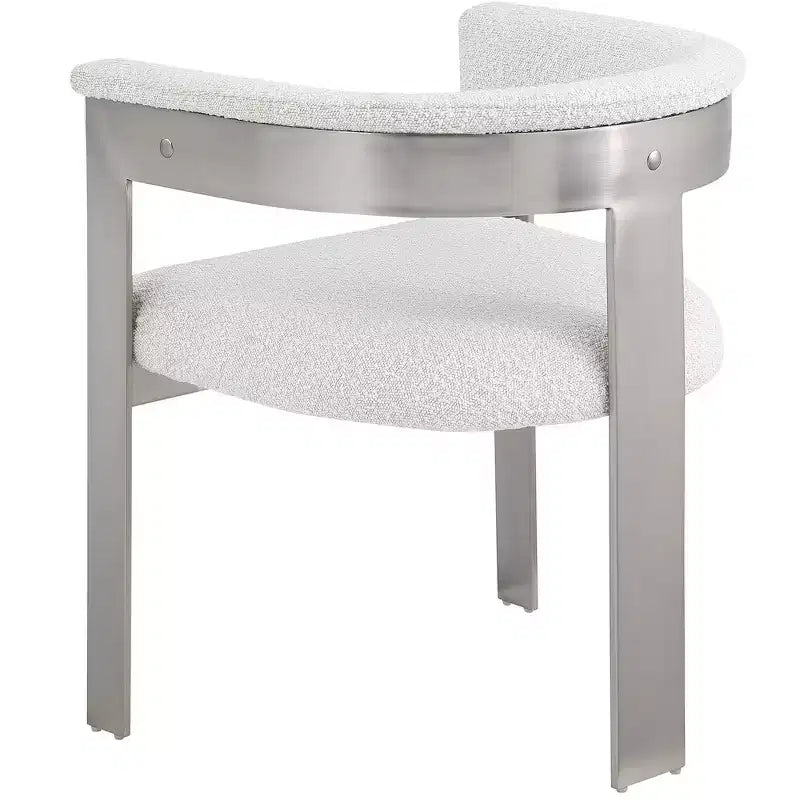 Chaise de salle à manger en tissu bouclé noir/crème, chrome brossé, lot de 2