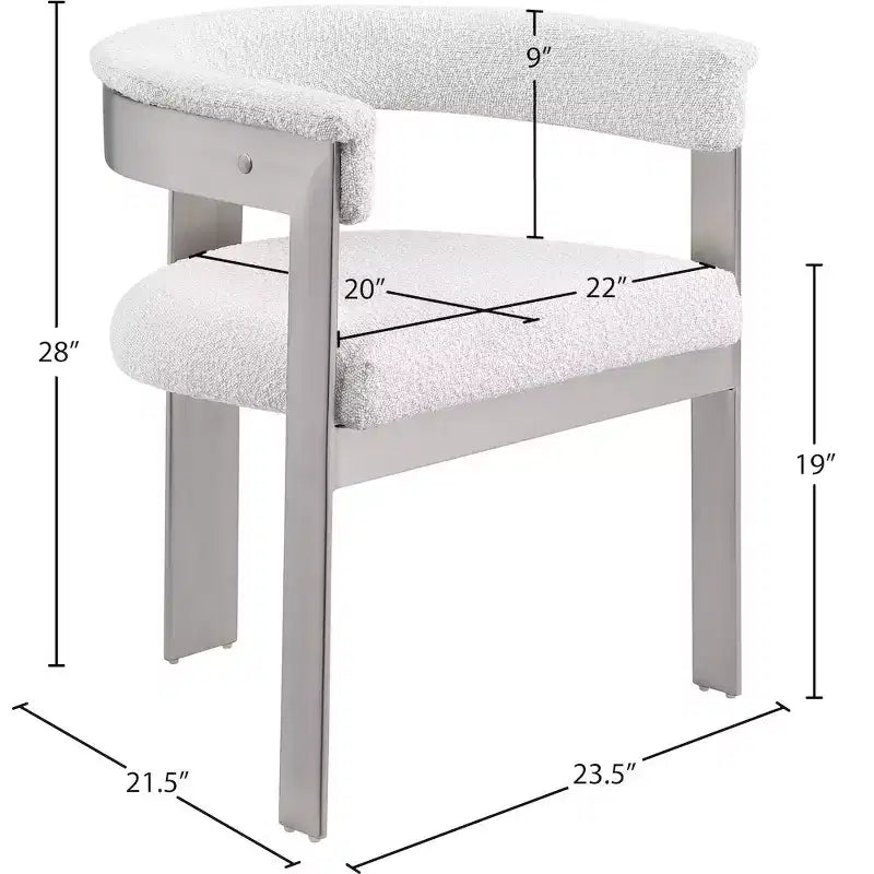 Chaise de salle à manger en tissu bouclé noir/crème, chrome brossé, lot de 2