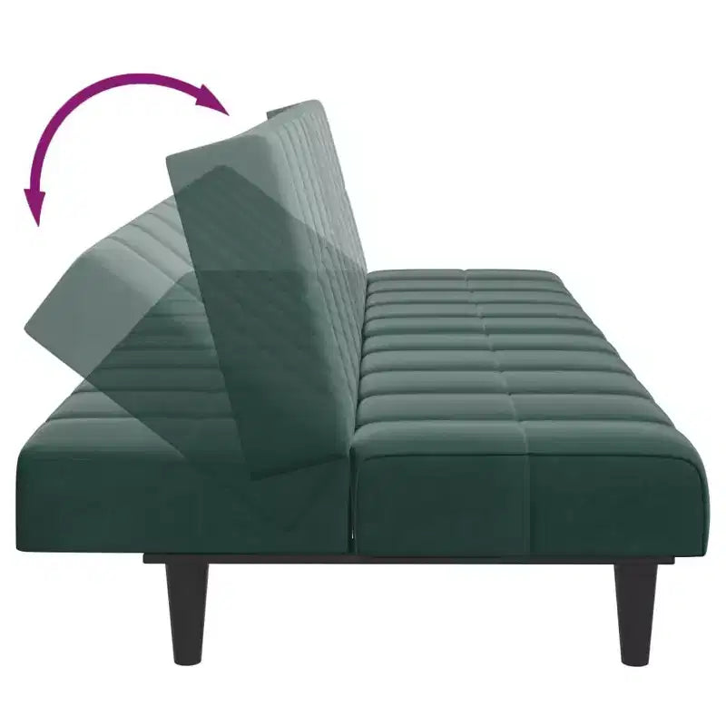 Canapé-lit pliable 2 places en velours vert foncé