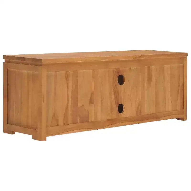 Meuble TV 2 portes en bois de teck naturel, marron