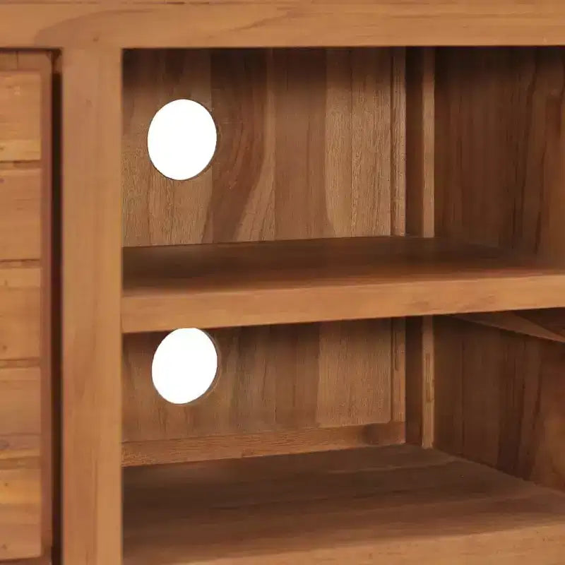 Meuble TV 2 portes en bois de teck naturel, marron