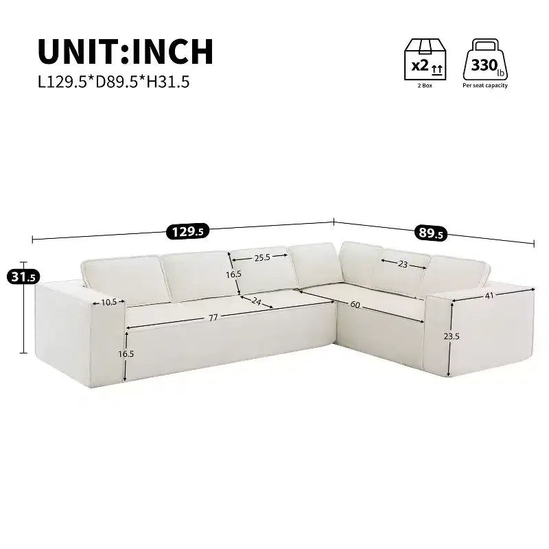 Canapé d'angle modulable gris / vert / blanc, 6 places