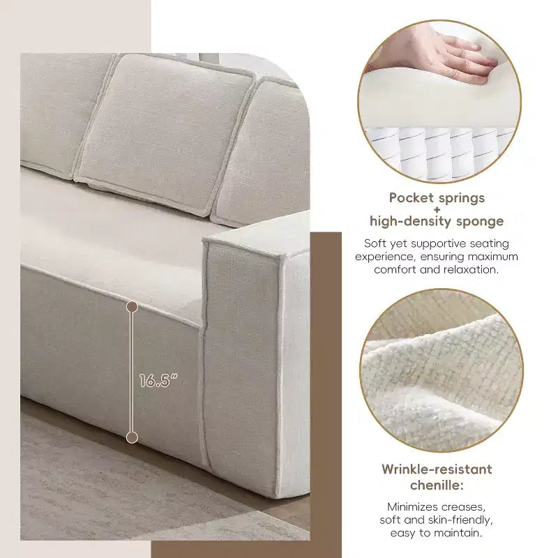 Canapé d'angle modulable gris / vert / blanc, 6 places