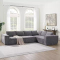Canapé d'angle modulable gris / vert / blanc, 6 places
