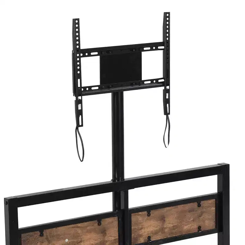 Lit plateforme jumeau noir avec tiroirs et support TV, 1 personne