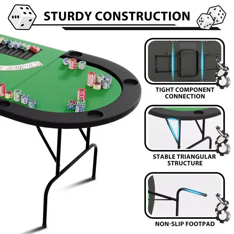 Table de poker Green Steel Loop Leg, 9 places
