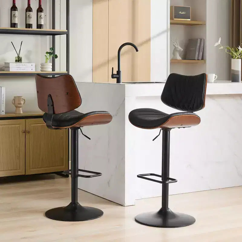 Tabouret de bar réglable pivotant beige, similicuir, 1 place