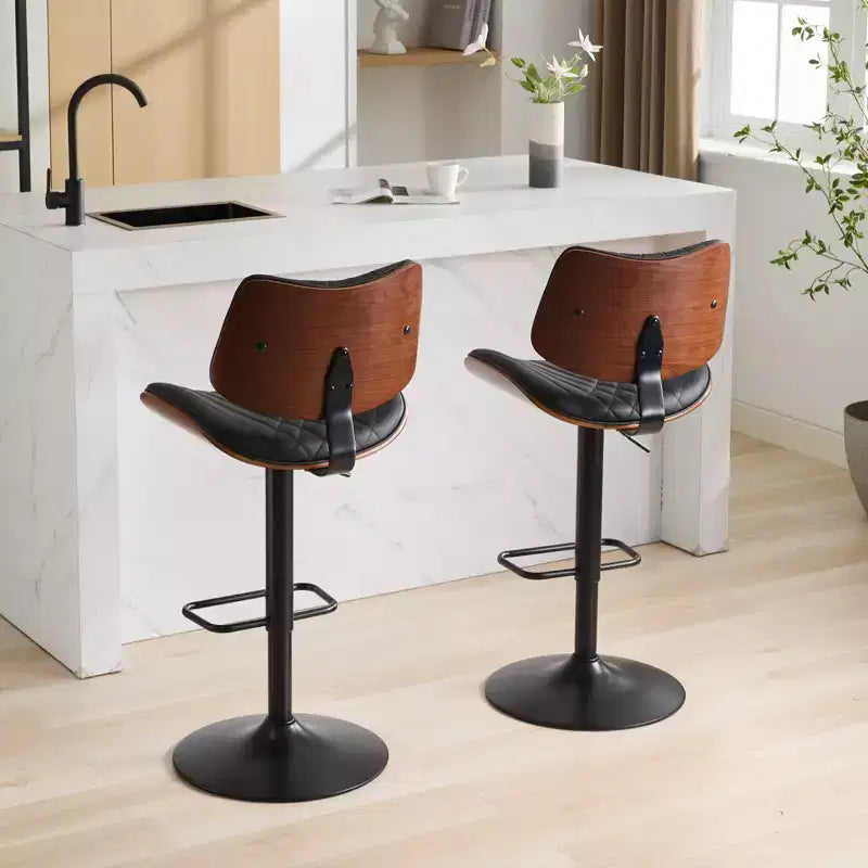 Tabouret de bar réglable pivotant beige, similicuir, 1 place