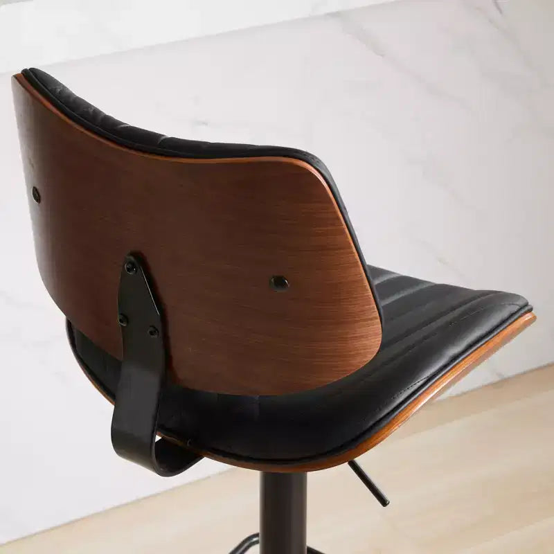 Tabouret de bar réglable pivotant beige, similicuir, 1 place