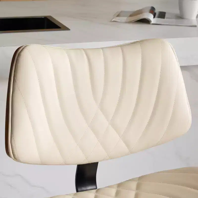 Tabouret de bar réglable pivotant beige, similicuir, 1 place