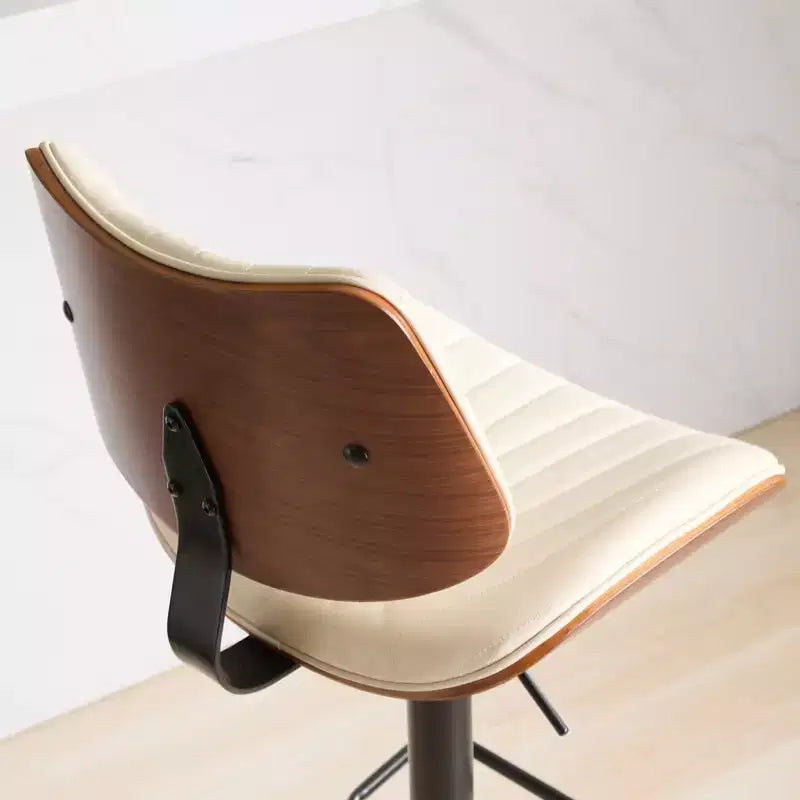 Tabouret de bar réglable pivotant beige, similicuir, 1 place