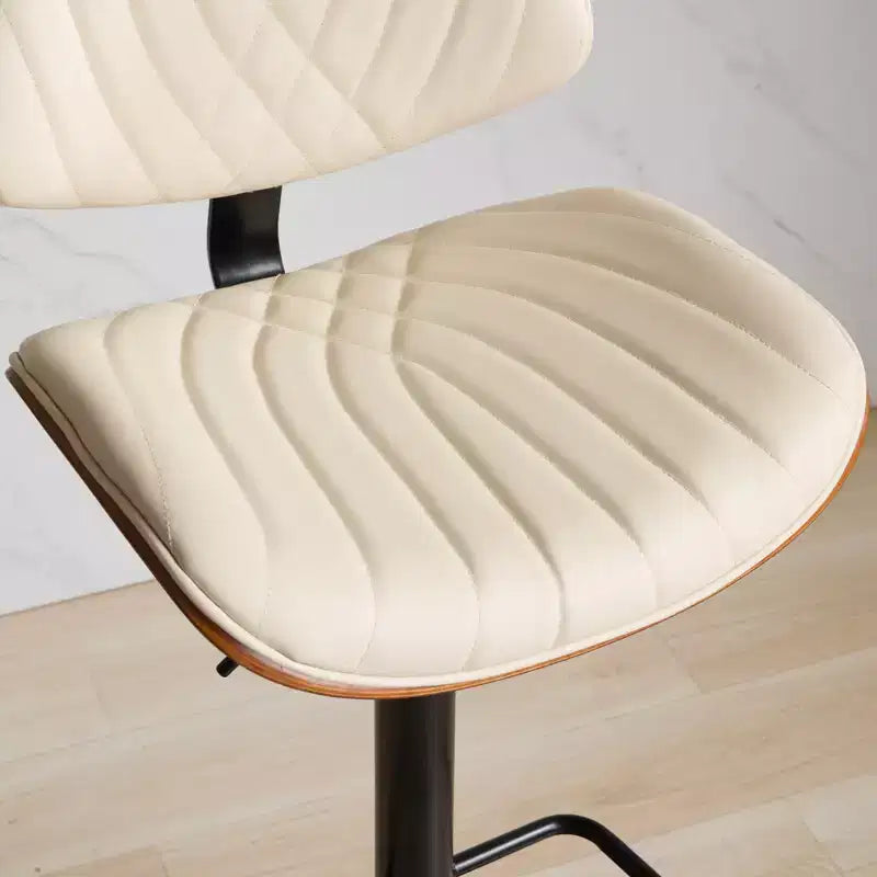 Tabouret de bar réglable pivotant beige, similicuir, 1 place