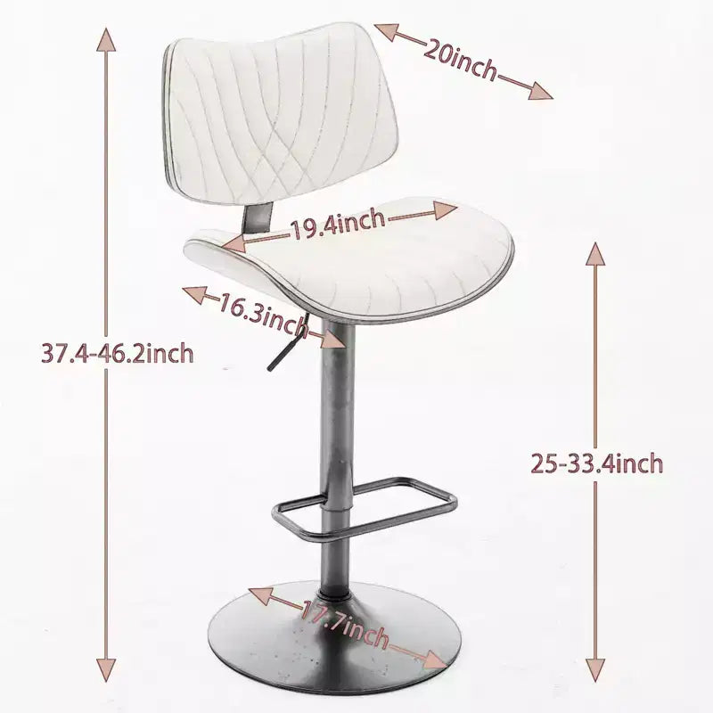 Tabouret de bar réglable pivotant beige, similicuir, 1 place