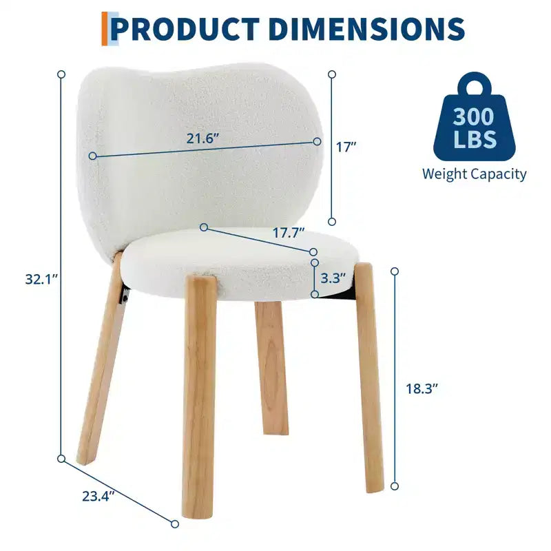 Chaise de salle à manger en tissu Teddy, Noir/Blanc, Dossier incurvé, 1 ou 2 places