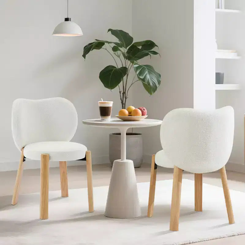 Chaise de salle à manger en tissu Teddy, Noir/Blanc, Dossier incurvé, 1 ou 2 places