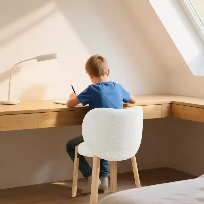 Chaise de salle à manger en tissu Teddy, Noir/Blanc, Dossier incurvé, 1 ou 2 places