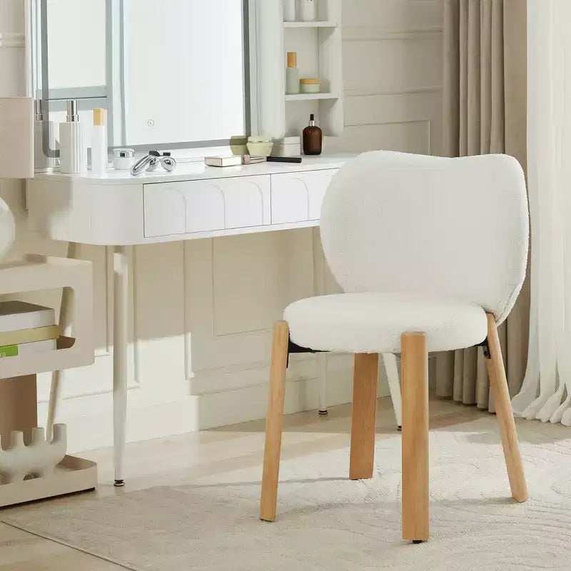 Chaise de salle à manger en tissu Teddy, Noir/Blanc, Dossier incurvé, 1 ou 2 places
