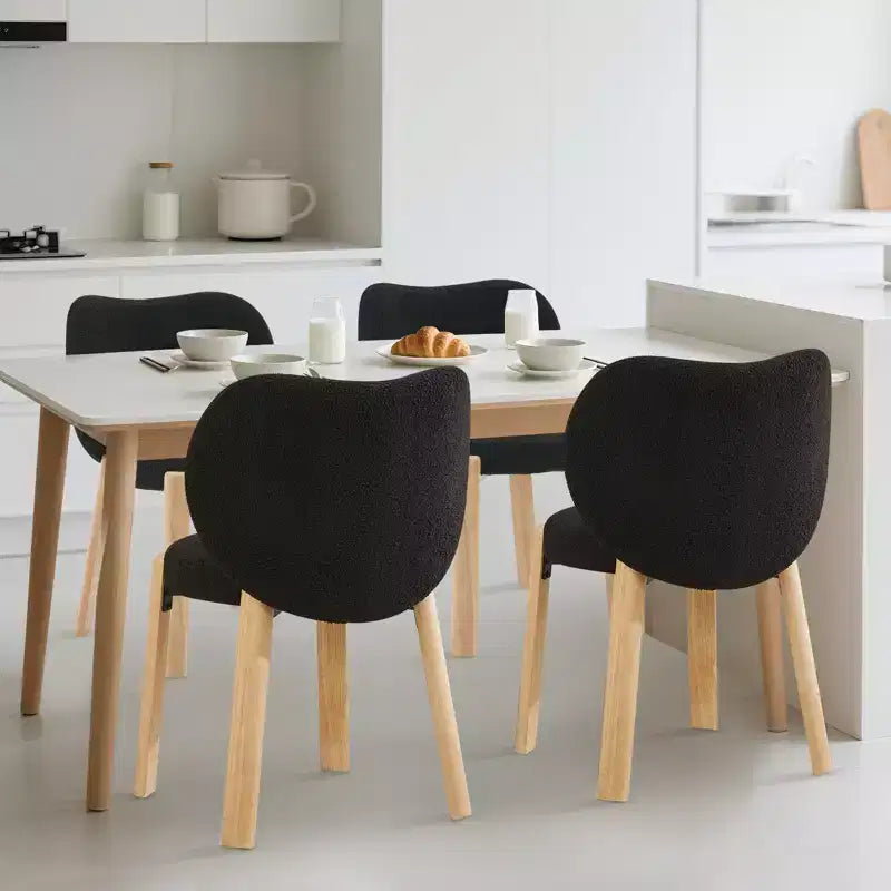 Chaise de salle à manger en tissu Teddy, Noir/Blanc, Dossier incurvé, 1 ou 2 places