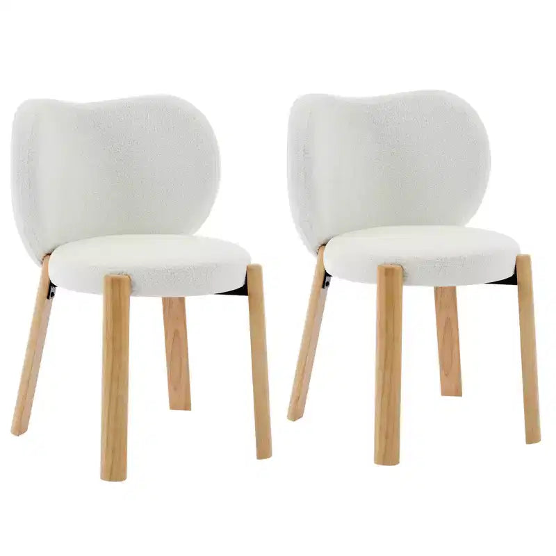 Chaise de salle à manger en tissu Teddy, Noir/Blanc, Dossier incurvé, 1 ou 2 places