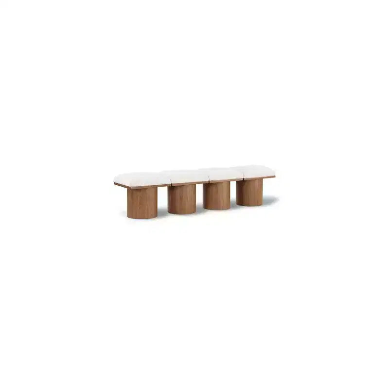 Meridian Furniture,Pavilion Cream Boucle Fabric Bench