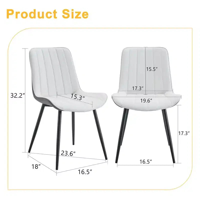 Chaise de salle à manger sans accoudoirs à dossier bas, blanc et gris foncé, 1 place