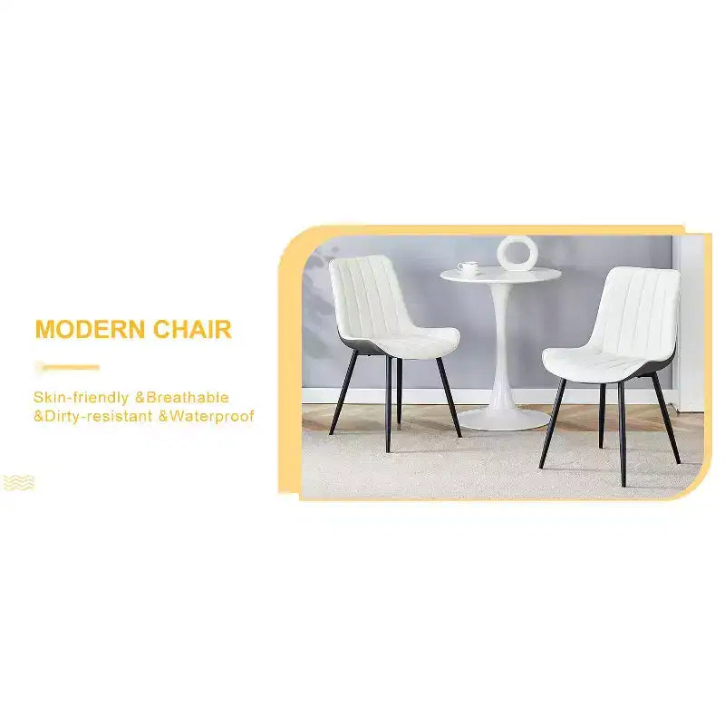 Chaise de salle à manger sans accoudoirs à dossier bas, blanc et gris foncé, 1 place
