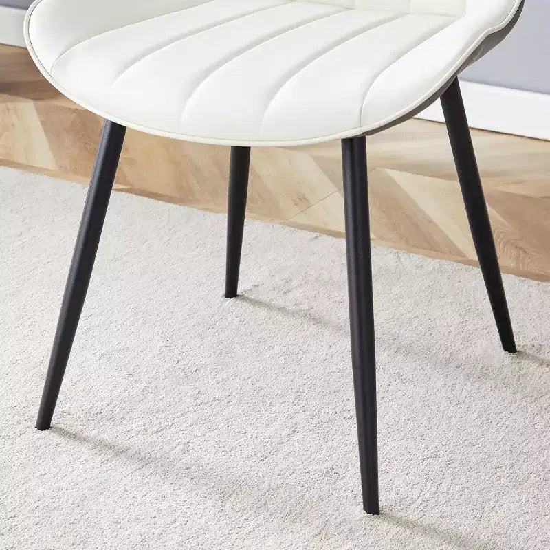 Chaise de salle à manger sans accoudoirs à dossier bas, blanc et gris foncé, 1 place