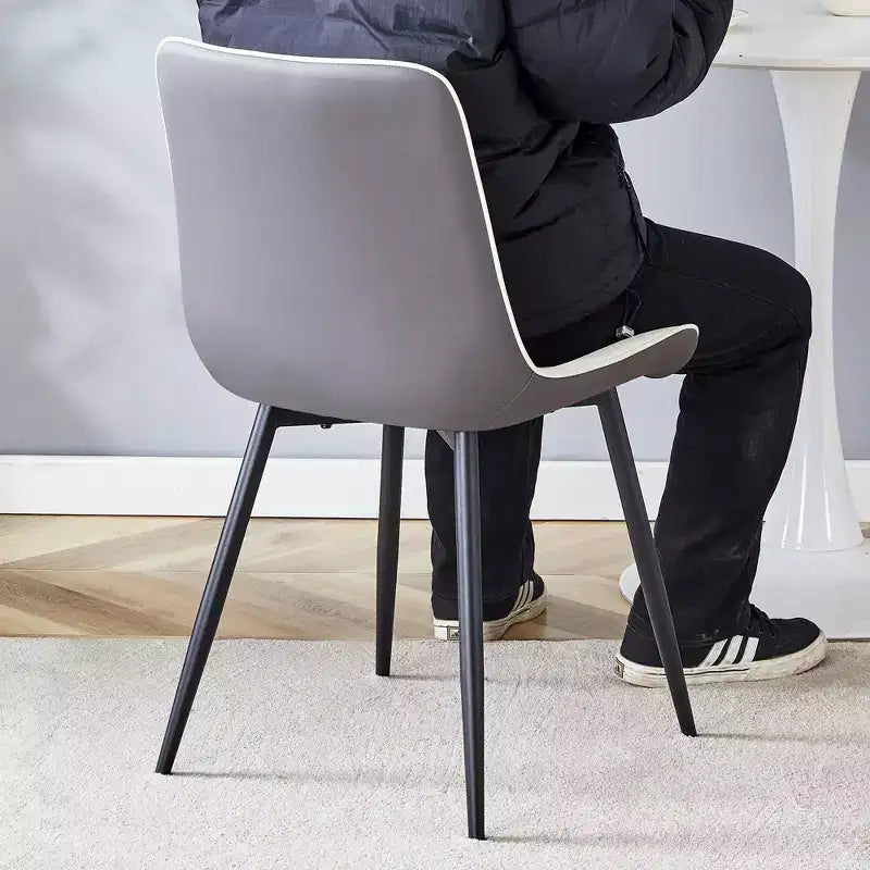 Chaise de salle à manger sans accoudoirs à dossier bas, blanc et gris foncé, 1 place