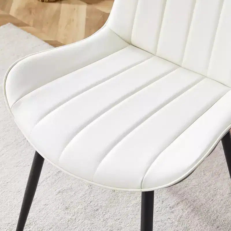 Chaise de salle à manger sans accoudoirs à dossier bas, blanc et gris foncé, 1 place