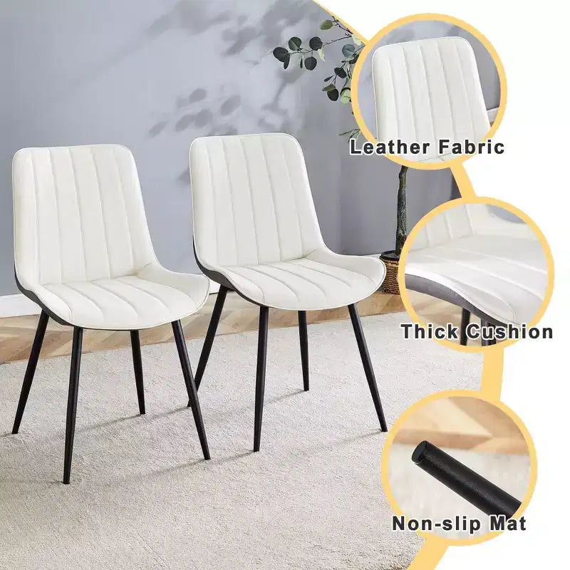 Chaise de salle à manger sans accoudoirs à dossier bas, blanc et gris foncé, 1 place