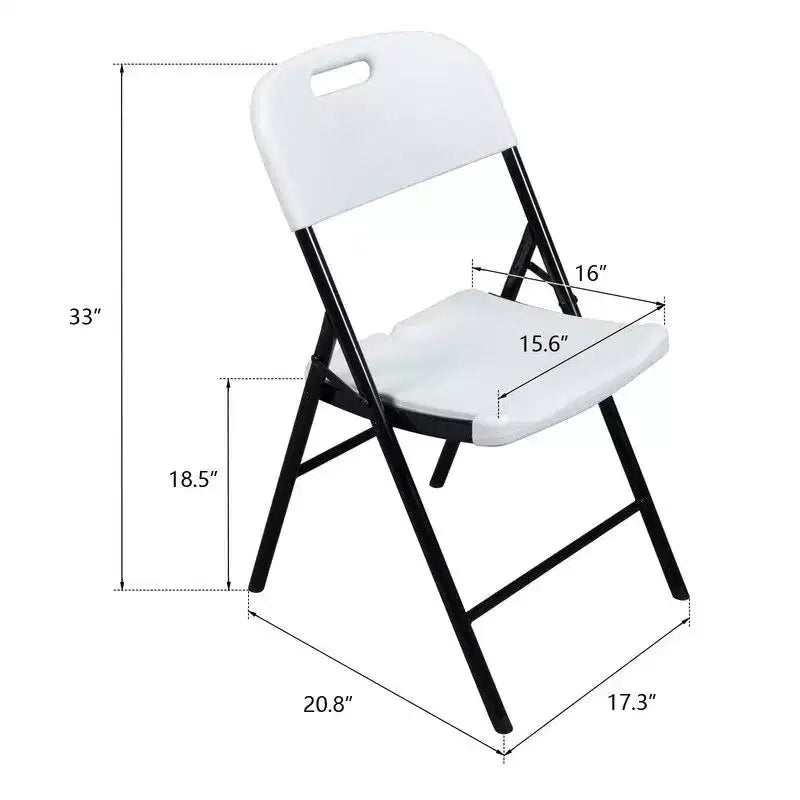 Chaise pliante en plastique blanc, sans accoudoirs, 4 places (lot de 4)
