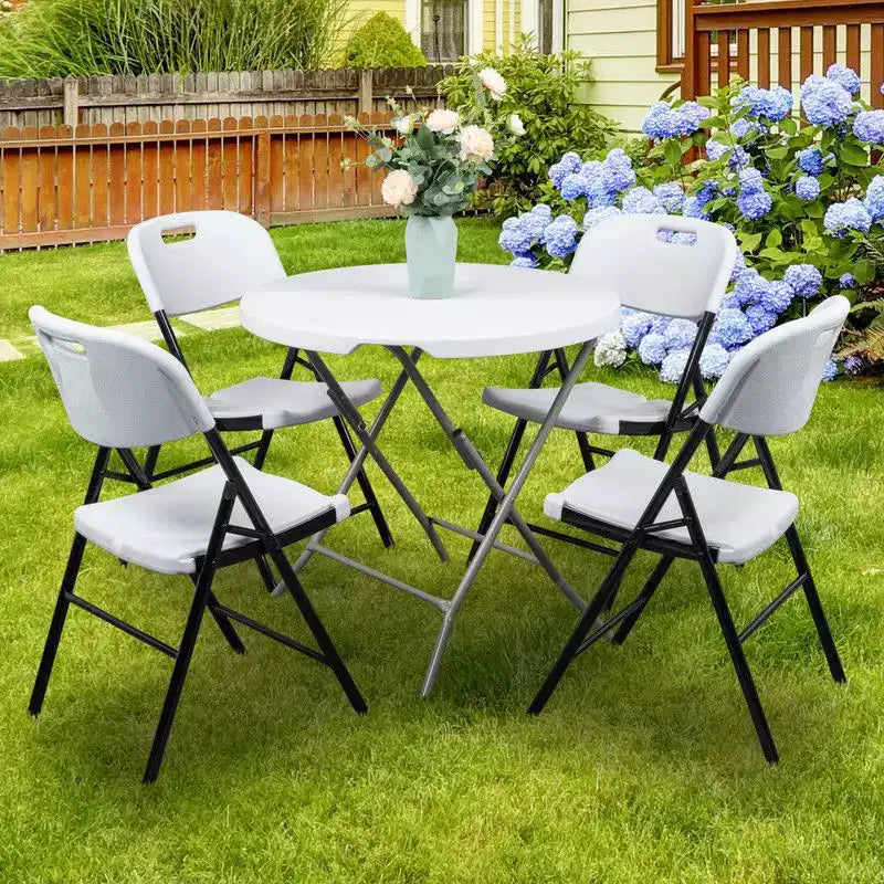 Chaise pliante en plastique blanc, sans accoudoirs, 4 places (lot de 4)