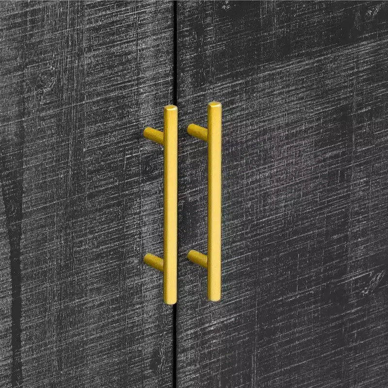 Enfilade Rétro Courbée, Noir Antique, 3 Portes